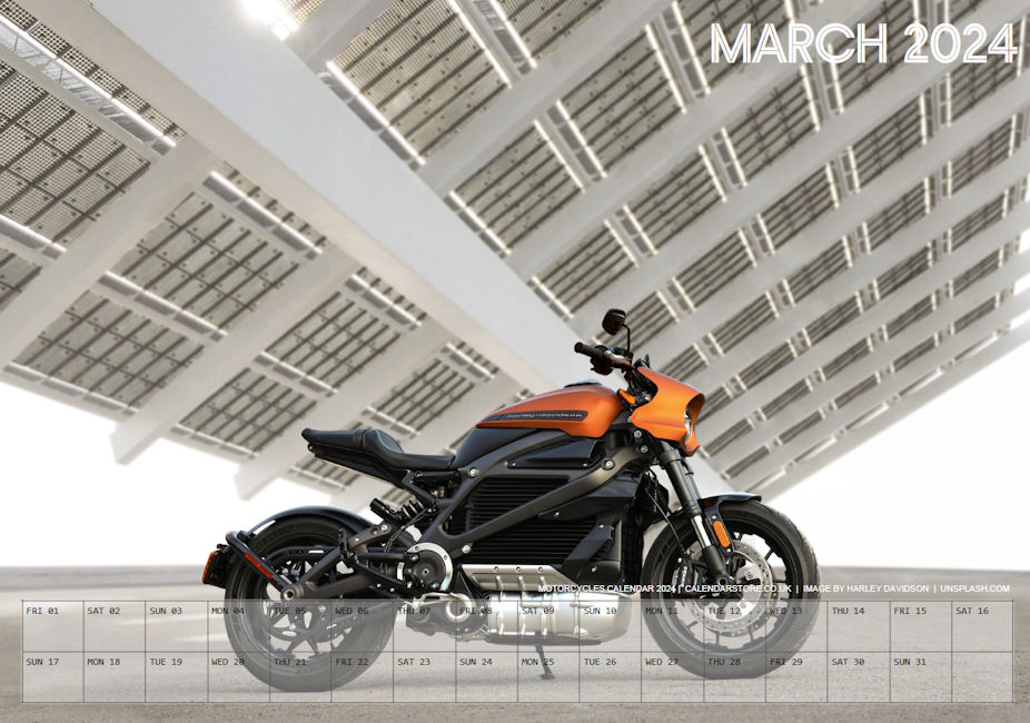 Motorcycles Calendar 2024 - Free to Print