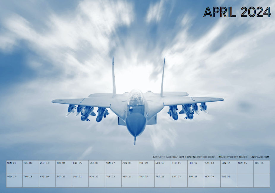 Fast Jets Calendar 2024 - Free to Print