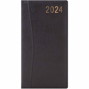 Blue Stitched Leatherette Slim Diary 2024
