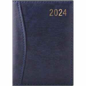 Blue Textured Leatherette A5 Diary 2024