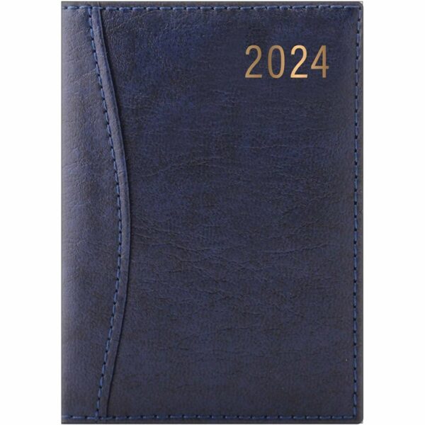 Blue Textured Leatherette A5 Diary 2024