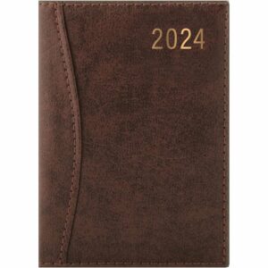 Brown Textured Leatherette A5 Diary 2024