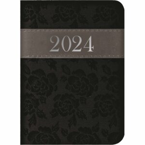 Black Embroidered Roses A7 Diary 2024