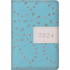 Blue Glitter Floral Sparkles A7 Diary 2024