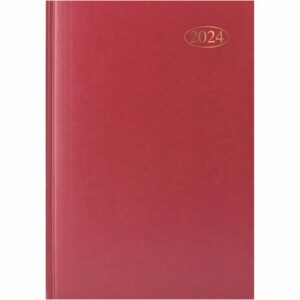 Dark Red Hardback Day To View A5 Diary 2024