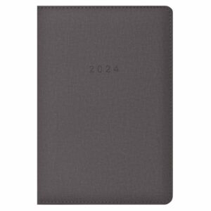 Grey Vegan Leather Day To View A5 Diary 2024